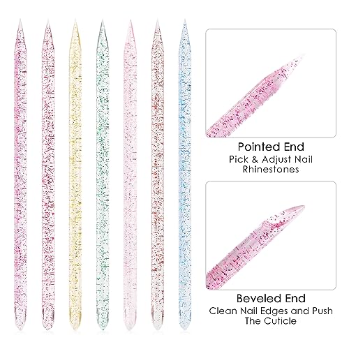 100Pcs Disposable Nail Sticks Double-End Nail Cuticle Pusher Remover Nail Care Stick Cleaning Stick for Fingernail Manicure Pedicure Tool (Blue) - color: Blue