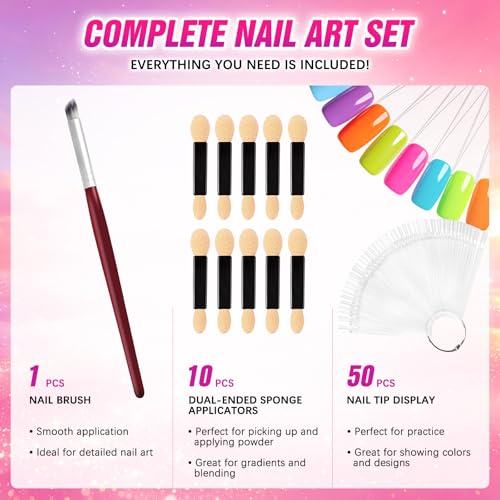 16 Colors Pigment Powder for Nails Palette Set Ombre Neon