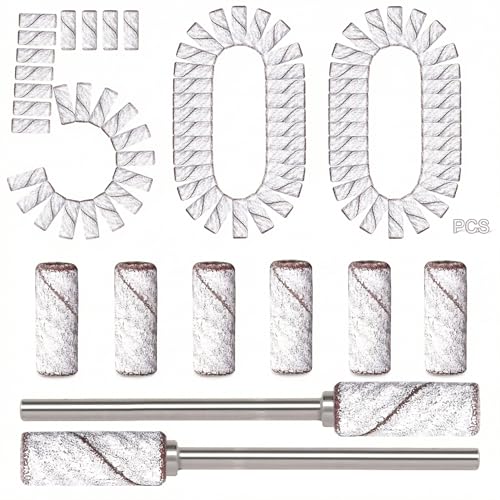 BLESWIN 500pcs Small Sanding Bands for Nail Drill Bit, 240 Fine Grit with 2pcs 3mm Drill Bits, Mini Grit Sanding Bands with Polishing Natural Nails and Cleaning Cuticle for Preparation, White - size: 500Pcs 240 Grit-White
