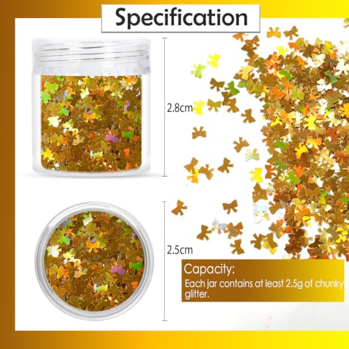 Laza 2.5g Chunky Glitter Bowknot Shaped Confetti Nail Sequins - color: Metallic Gold
