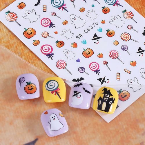 Halloween Nail Art Stickers Decals Spooky Holiday Nail Decals - color: Multicolor-01