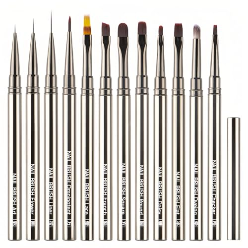 12Pcs Nail Art Brush Set, Professional Gel Nail Brush Kit