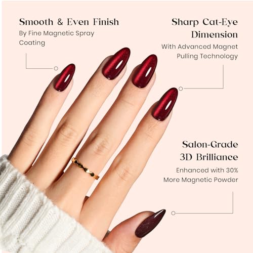 Beetles Cat Eye Nails Kit - 7 Colors Medium Almond Press On Nails, 224Pcs - color: A - Galaxy CatEye - M