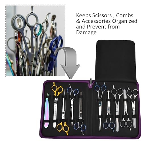 Case Holds 10 Grooming or Beauty Shears (PURPLE) - color: PURPLE