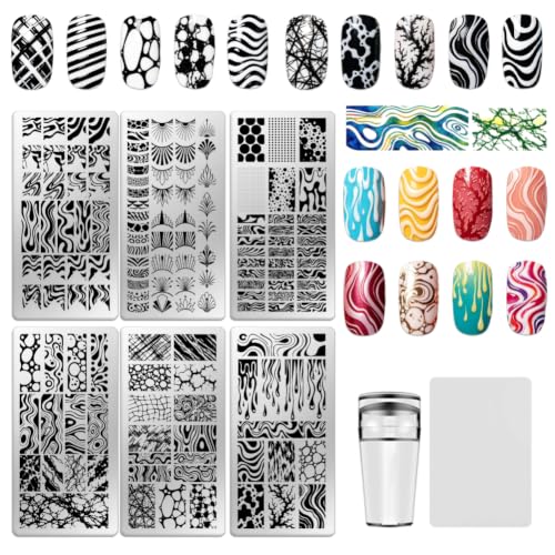 6 Sheets Nail Stamping Plate Basic Patterns Nail Art Stamp - color: Basic Patterns