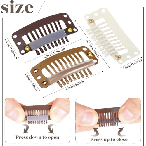 WILLBOND 30 Pcs Wig Clips Hair Extensions, 9-Teeth 32 Mm, Multicolor - color: Multicolor
