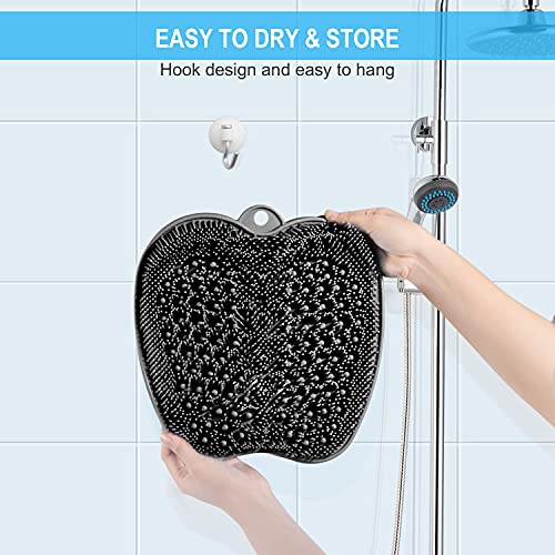 BESKAR XL Larger Shower Foot Scrubber Mat with Non-Slip Suction Cups - color: Black