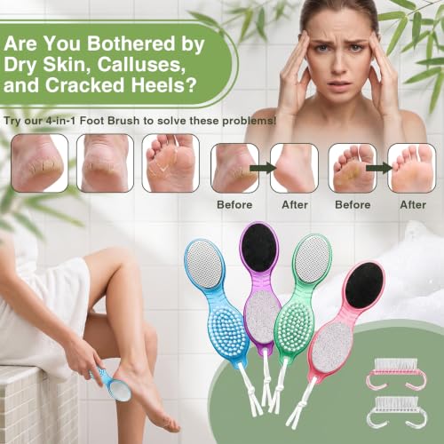 4 Pcs 4 in 1 Foot Brush, Pumice Stone Foot Scrubber for Shower
