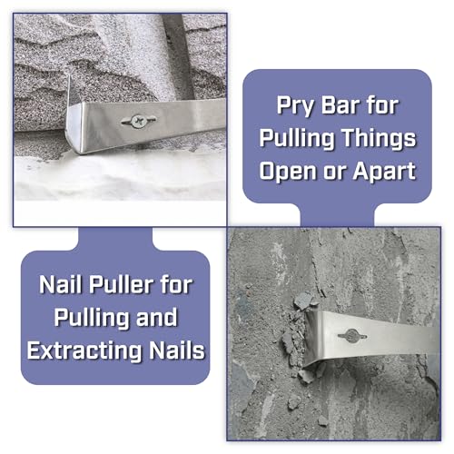 Bates- Flat Pry Bar Scraper, 3pcs, 5-1/2", 7-1/4" and 9-1/4", Stainless Steel, Trim Puller Tool for Baseboard