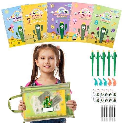 LUCKFUTURE Grooved Magic Copybook, Reusable Handwriting Practice - size: 5 Count (Pack of 1)