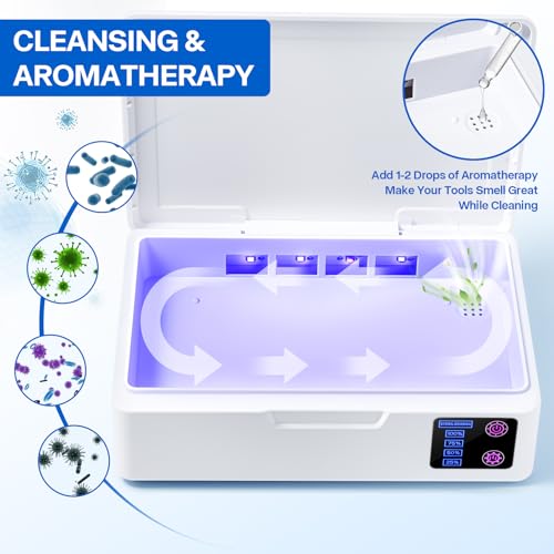 Nail Tool Cleaner Box, With Blue Light Portable USB Charge