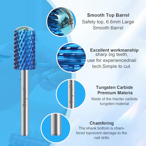 3/32" Large Smooth Barrel Safety Nail Drill Bit for Gel & Acrylic Removal - color: Blue, size: XC