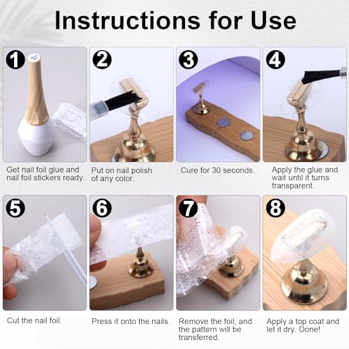 SmallCat 10 Sheets Nail Transfer Foil, Lace Nail Foil, 7.87"×0.9" - color: White (20x2.3cm)