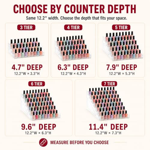 6-Tier Nail Polish Organizer, Clear PET Tabletop Display Rack - color: Clear - 6 Tier
