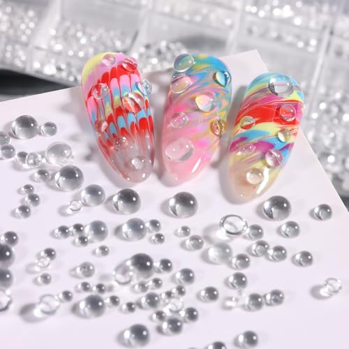 Mixed Sizes Clear Bubble Beads 3D Nail Art Charms Semi-Circular Jewelry - color: Clear