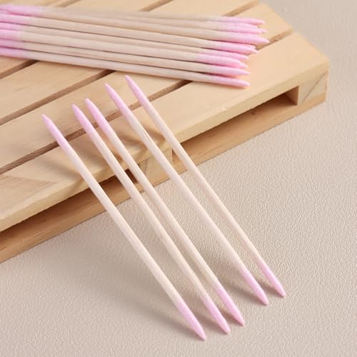 200pcs Pointed Tip Cotton Swabs with Wooden Sticks - color: Pink