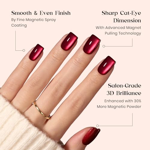 Beetles Cat Eye Nails Kit - 7 Colors Cat Eye Press On Nails Short Square - color: A - Galaxy CatEye - S