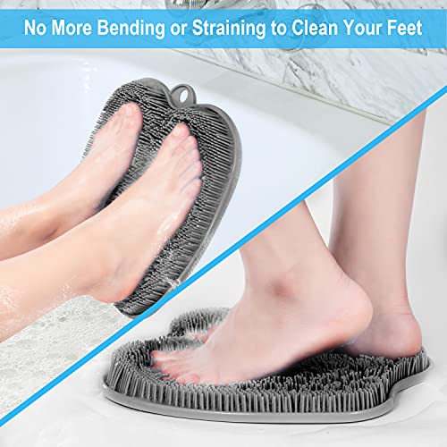 BESKAR XL Larger Shower Foot Scrubber Mat with Non-Slip Suction Cups - color: Gray