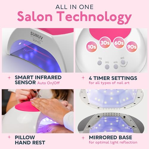 SUNUV UV Light for Gel Nail, Professional UV LED Nail Lamp SUN2C Rose - color: A-rose