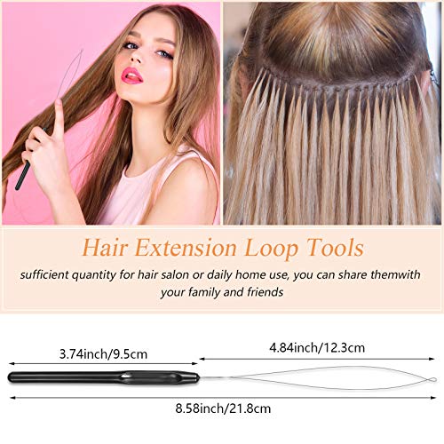 Chuangdi 20 Pieces Hair Extension Loop Threader Hook Needle Tool, Black - color: Black