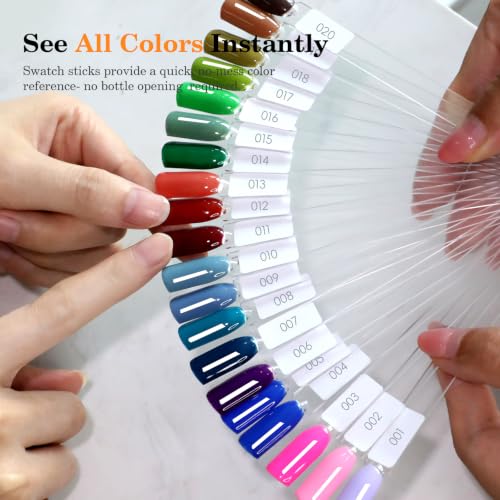 PEACECOLOR 100 Pcs Nail Swatch Sticks with Ring, 120 Blank Number & Box - color: 100pcs nail swatch sticks