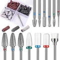 13Pcs Tungsten Carbide&Ceramic&Cuticle Bits with 75pcs Mini Sanding Bands - color: 13pcs with Small Sanding Bands