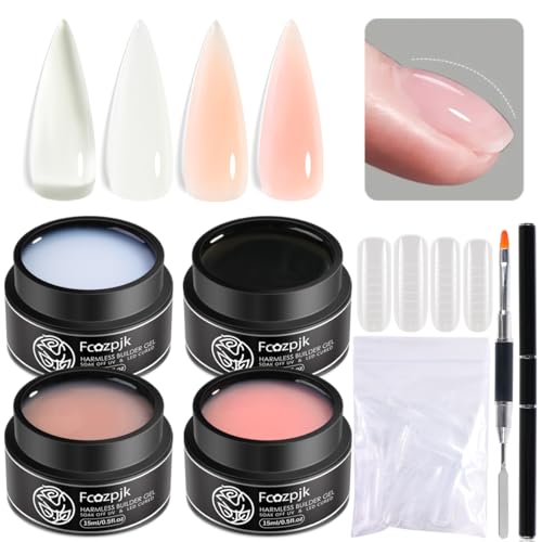 Fcozpjk Builder Gel for Nail Clear Milky White Nude Thickening Nail Gel Set - color: clear milky white nude pink