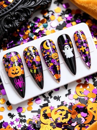 Kalolary Halloween Nail Glitter 36 Grids Nail Art Sequins for Halloween - color: Halloween B