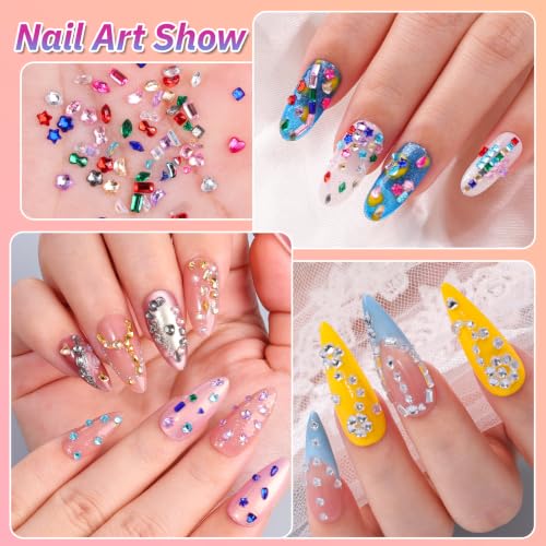 9000Pcs Mini Colorful Rhinestones for Nails Art Flatback Crystal Nail Gems - color: Mini-Multishape
