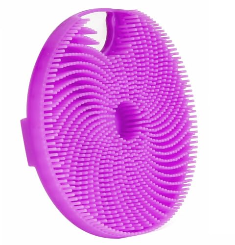 Silicone Body Scrubber Shower Brush,Super Exfoliating Body Brush with Non-Slip Strap-Effective Showering Exfoliation and Gentle Massage for Men Wome,Durable Use Brush,1 Counts (Purple) - color: Purple