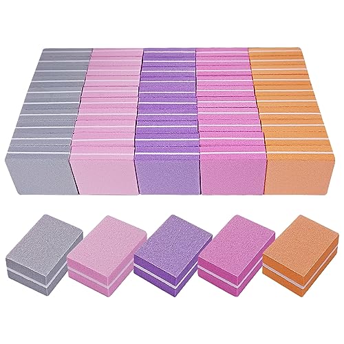 Nail Buffers (50 Pack), Mini Buffer Block Nail File for Acrylic Nails and Natural Nails, 100/180 Grit Nail Buffer Block Bulk Buffing Blocks for Nail Buff Professional Manicure File Blocks Mix Color - size: 50 Pcs Mini 100/180 Grit Mix Color