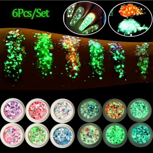 Halloween Glow in the Dark Glitter Nail Art Sequins 3D Luminous Nail Flakes