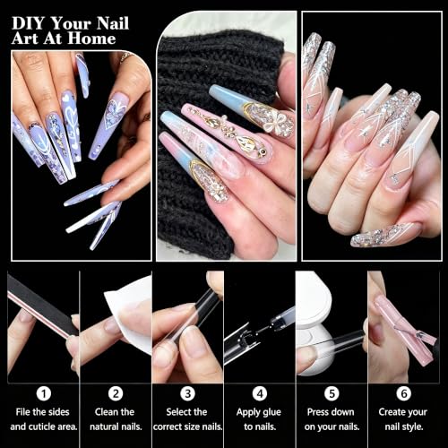 2XL Coffin Nail Tips, Long Half Cover Gel Tips 504 Pcs - size: Long trapezoid
