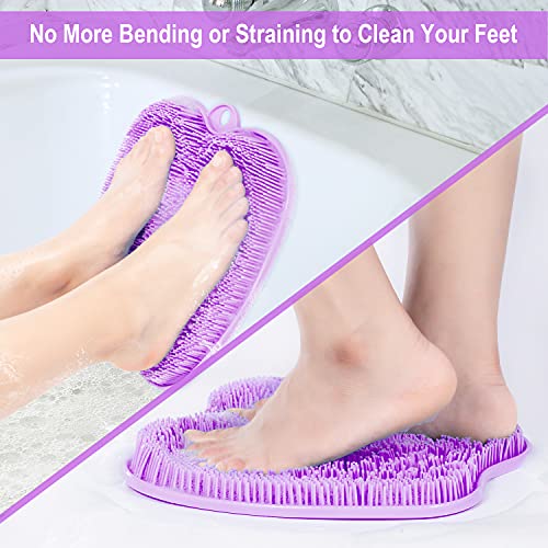 BESKAR XL Larger Shower Foot Scrubber Mat with Non-Slip Suction Cups - color: Purple