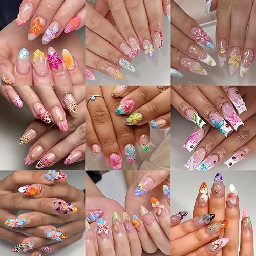 6Sheets Colorful Flower Nail Art Stickers 5D Micro Embossed Hawaiian Flowers Nail Decals Lily Hibiscus Floral Nail Design Tropical Flower Manicure Supplies Summer Floral Nail Accessories for Women - style: hawaiian flowers