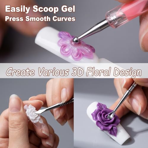 9PCS Nail Sculpting Tool Pen & Silicone Nail Stamper with Scraper Set - color: 3Pcs Nail Art Pens
