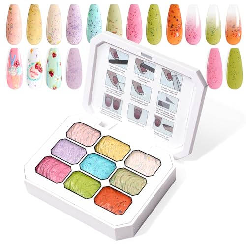 Gradient Painting Gel, 9 Colors Ombre Gel Nail Polish for 3D Sculpture Gel - color: Candy Cane Cream