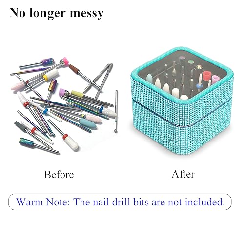 Cellentool 30 Holes Nail Drill Bits Holder Rhinestone Case Box - color: Lake Blue, size: 30 Holes