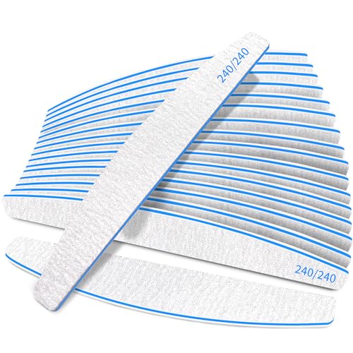 BLESWIN Nail Files 240/240 Grit, 50 Pcs Professional Double Sided Emery Board, Reusable Washable Coarse Tool for Acrylic & Gel Nails, Home Salon Application - size: 50 Count(240/240 Grit)