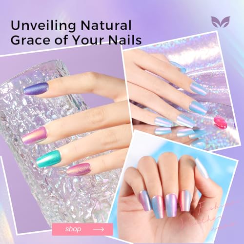 Morovan Nail Polish Set Ombre: Aurora Pearl Charm Iridescent Glitter Gift - color: Ombre
