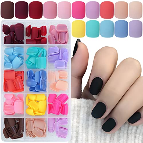 360pc Colored Press on Nails Short Square Fake Acrylic Nails