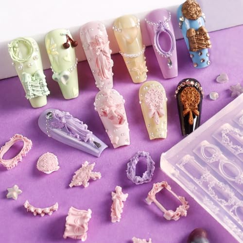 Laza 4pcs Rococo Silicone Nail Art Molds, Multiple Virgin Mary Nail Molds - color: Angel