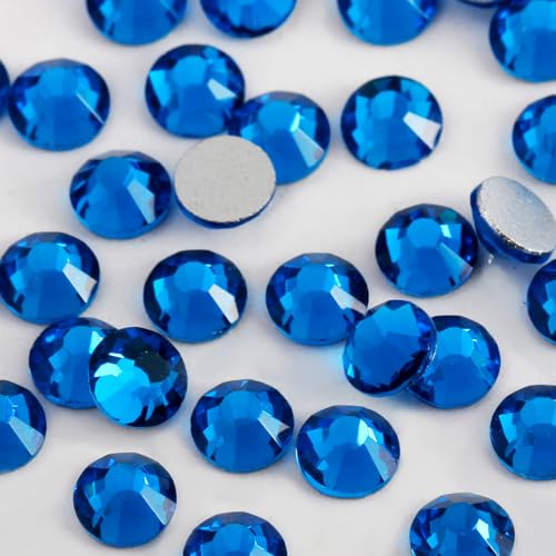 2000pcs SS12 Flatback Glass Rhinestones for DIY(Capri Blue) - color: Capri Blue, size: SS12-2000PCS