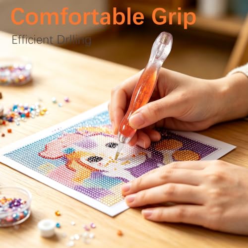 CXJINZE 9 Pcs Plastic 5D Diamond Art Pens Kit,Orange - color: Orange-9pcs