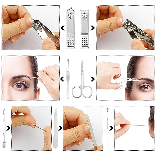 Manicure Set, Nail Clipper Kit, Nail Care Kit, Nail Care Set, Stainless Steel Professional Manicure Kit Tools, 8 In 1 Portable Travel Grooming Kit, Christmas Gifts for Men Husband Boyfriend, Silver - color: Silver