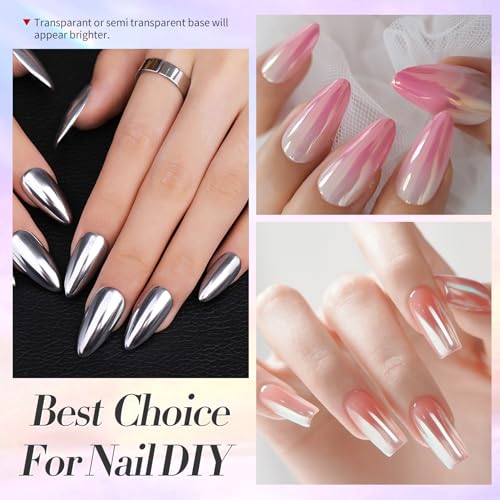 BORN PRETTY Silver Chrome Nail Powder Super Glossy Mirror Effect - color: Color 6