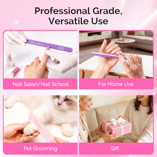 MelodySusie 4Pcs 100/180 Grit Nail Files Emery Boards Pink & Purple - size: 4Pcs Mix Shape