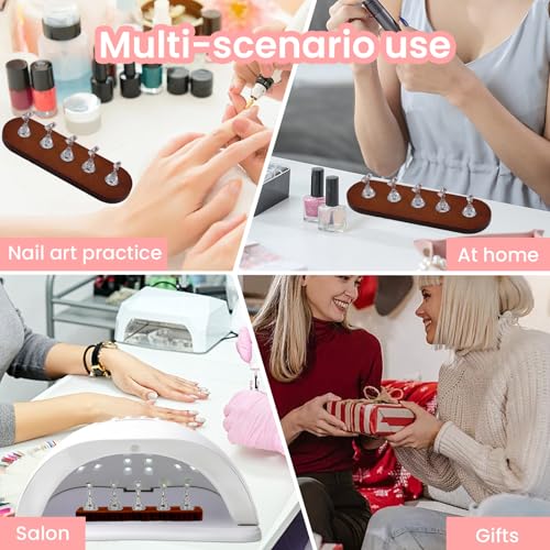 Wooden Stand for Nails Art Display Practice 2 Set - color: Walnut, size: Large