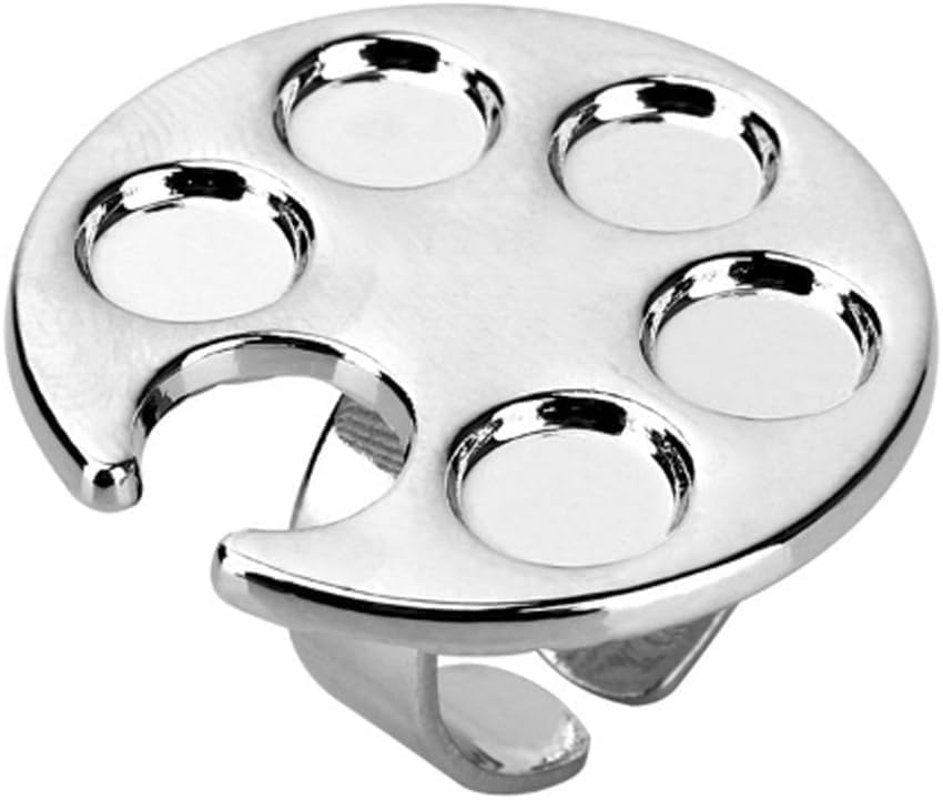 Silver Mini Manicure Palette Metal Paint Palette Finger Rings Nail Art Tools Makeup Palette for Mixing Foundation