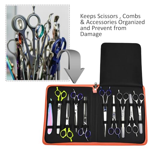 Leather Shears Case, Scissor Case, Shear Holder Holds 10 Grooming or Beauty Shears (Orange) - color: BLUE
